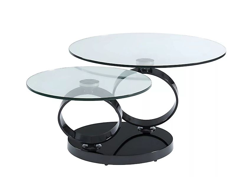 Couchtisch mit drehbaren Tischplatten - Sicherheitsglas & Metall - Transpar günstig online kaufen