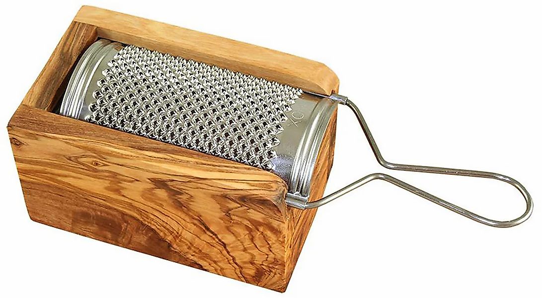 Olivenholz-erleben Käsereibe "für Hartkäse und Muskat, aus Edelstahl mit Ol günstig online kaufen