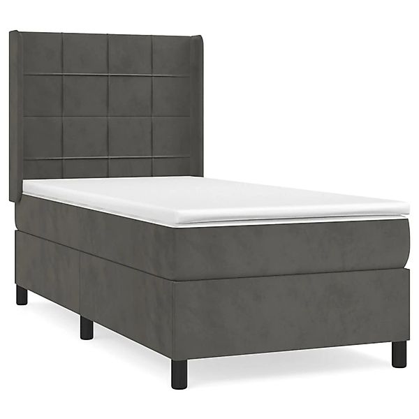 vidaXL Boxspringbett mit Matratze Dunkelgrau 90x200 cm Samt1378643 günstig online kaufen