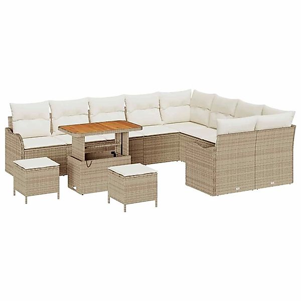 vidaXL Garten-Sofa-Set 12-Tlg Beige Poly Rattan 3362306 günstig online kaufen