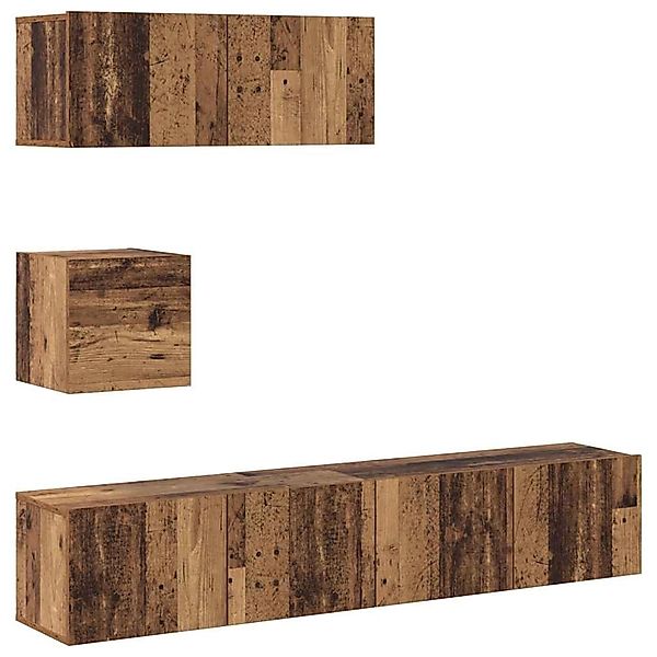vidaXL 4-Tlg TV-Schrank-Set Wandmontage Altholz-Optik Holzwerkstoff 3329219 günstig online kaufen