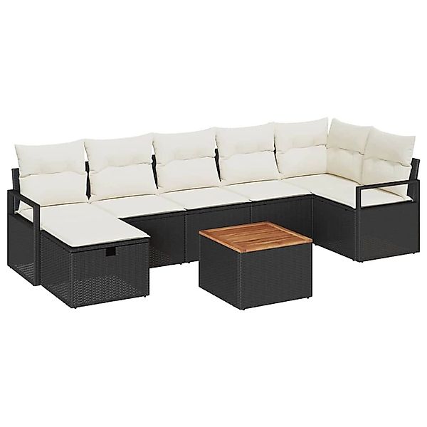 vidaXL Garten-Sofa-Set mit Kissen 8-Tlg Schwarz Poly Rattan 3359544 günstig online kaufen