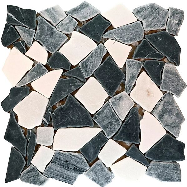 Mosaikmatte Polygonal Schwarz Grau Weiß 30 cm x 30 cm günstig online kaufen