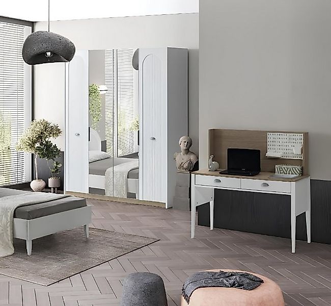 JVmoebel Kleiderschrank Kleiderschrank Schreibtisch Set Modernes Design Wei günstig online kaufen