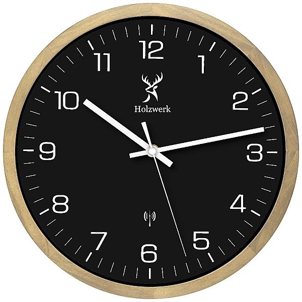 Holzwerk Funkwanduhr Designer Holz Funk Wand günstig online kaufen