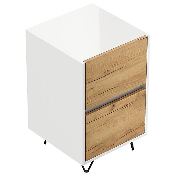 Posseik Nachttisch Industrial A 2 Schubladen 40 cm Weiß Eiche Front günstig online kaufen