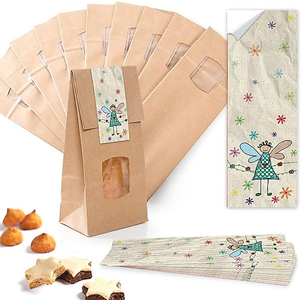 Logbuch-Verlag Dekofigur Braune Blockbodenbeutel + bunte Aufkleber - Gesche günstig online kaufen