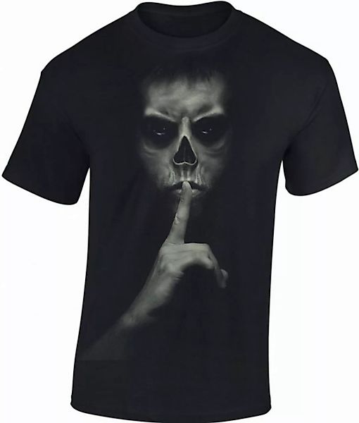 Baddery Print-Shirt Totenkopf Shirt - "Pssst!" - Horror Skull Halloween Dea günstig online kaufen