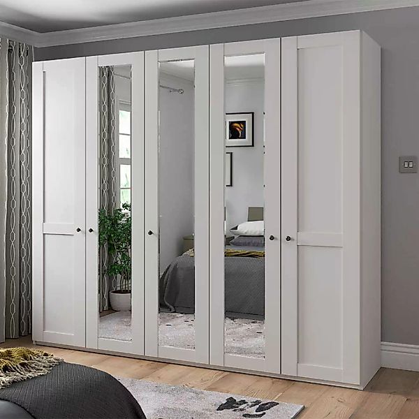 Kleiderschrank weiss modern Landhaus mit Spiegeltüren 250 cm breit günstig online kaufen