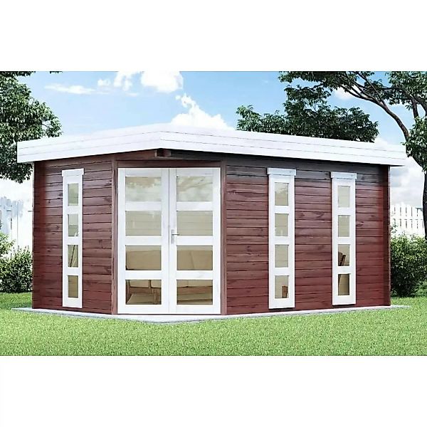 Alpholz Holz-Gartenhaus Modell Flachdach Unbehandelt 920 cm x 322 cm günstig online kaufen