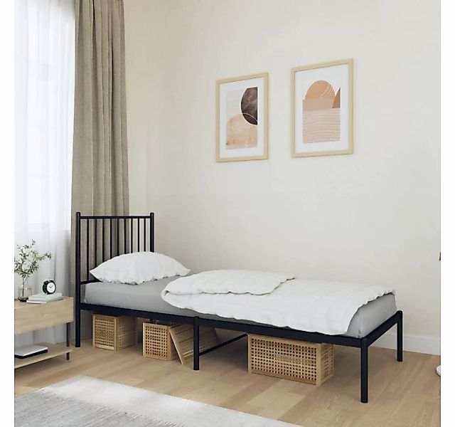 furnicato Bett Bettgestell mit Kopfteil Metall Schwarz 80x200 cm günstig online kaufen
