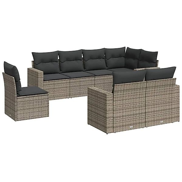 vidaXL 8-Tlg Garten-Sofagarnitur mit Kissen Grau Poly Rattan 3251577 günstig online kaufen