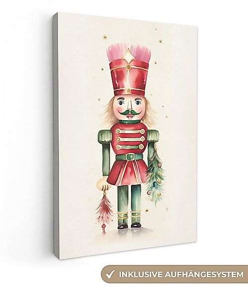 OneMillionCanvasses® Leinwandbild Nussknacker - Weihnachten - Rot - Aquarel günstig online kaufen