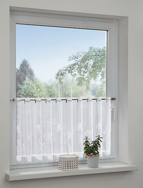 GARDINIA Scheibengardine Voile Stickerei Pusteblume, Stangendurchzug günstig online kaufen