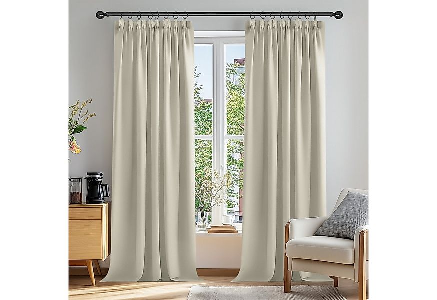 Deconovo Verdunkelungsvorhang Gardinen mit Kräuselband Blickdicht Vorhänge günstig online kaufen