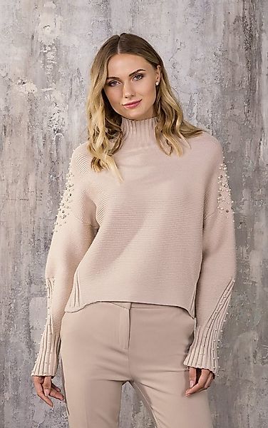 Passioni Rollkragenpullover mit Perlenverzierung günstig online kaufen