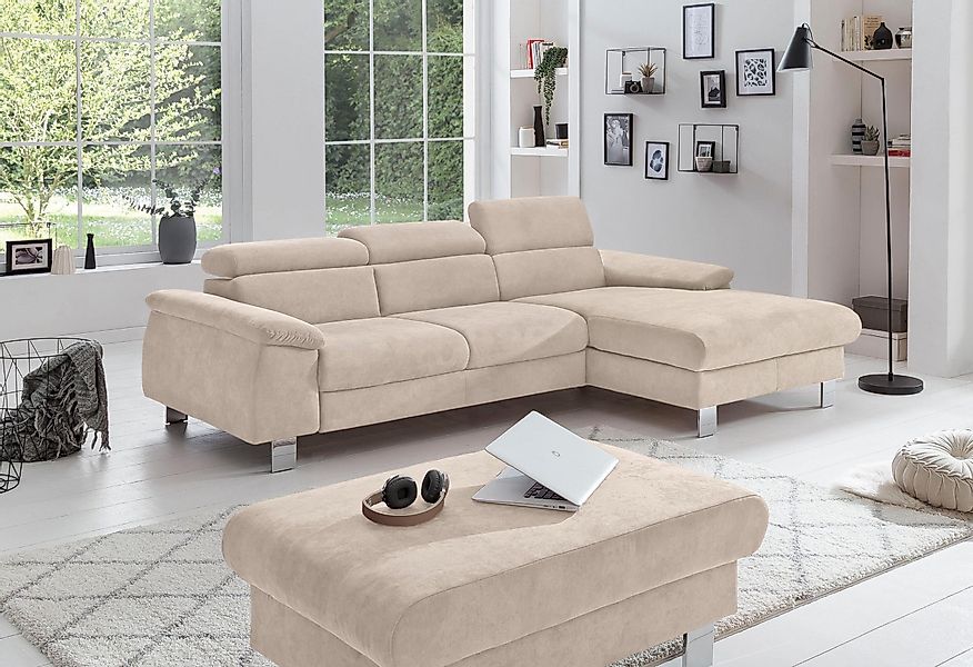 COTTA Ecksofa "Komaris L-Form, B: 244 cm" mit Kopfteilverstellung, optional günstig online kaufen