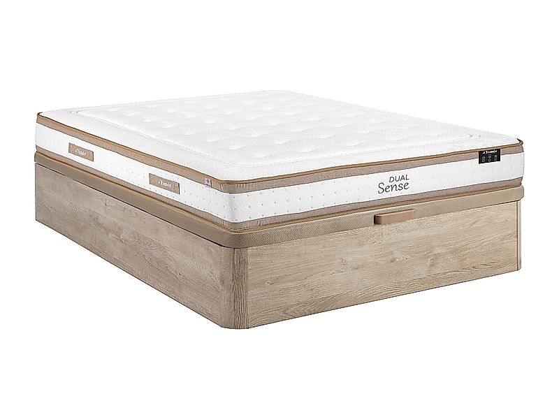 Bett mit Bettkasten - 140 x 190 cm - Natur hell - Hybridmatratze 7-Zonen Ta günstig online kaufen