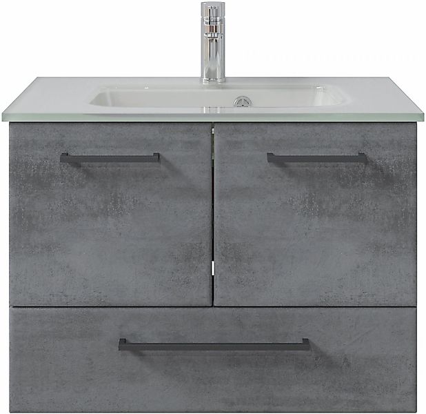 Saphir Badmöbel-Set "Quickset 945 Glas-Waschtisch mit Unterschrank, 74 cm b günstig online kaufen