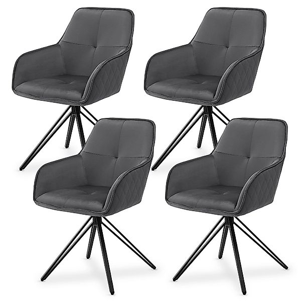 Juskys Esszimmerstuhl Clyde, 4er Set, Stoff günstig online kaufen