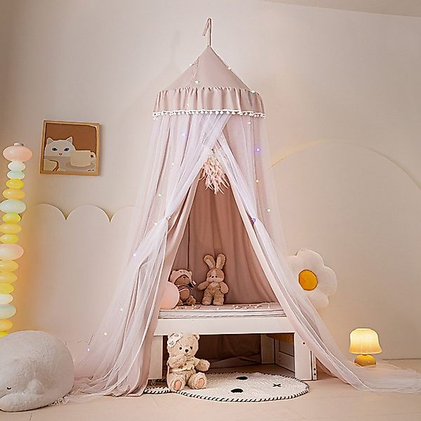 BTTO Moskitonetz Kinderbett Moskitonetz mit Pompon,Deckenmontiertes,Doppell günstig online kaufen