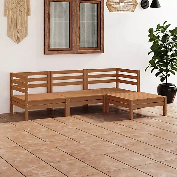 4-tlg. Garten-lounge-set Massivholz Kiefer Honigbraun günstig online kaufen