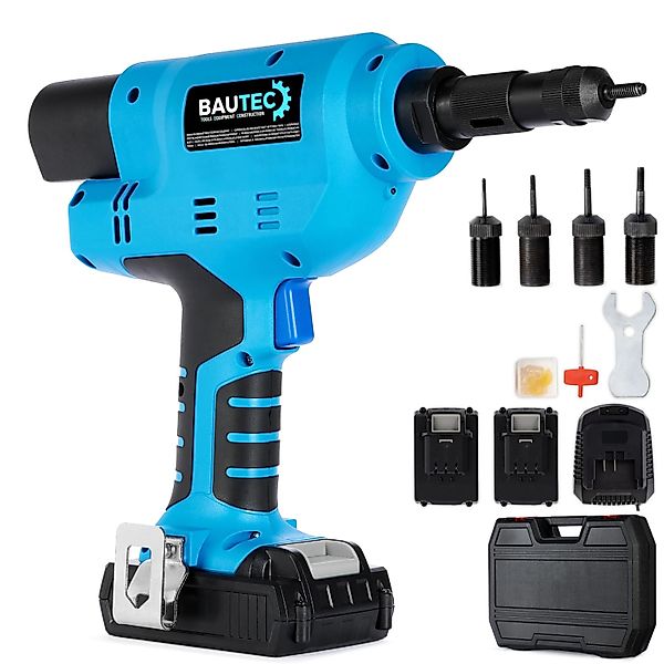 BAUTEC Akku-Blindnietmuttern-Setzgerät 20.000 N für M3 M4 M5 M6 Profi-Serie günstig online kaufen