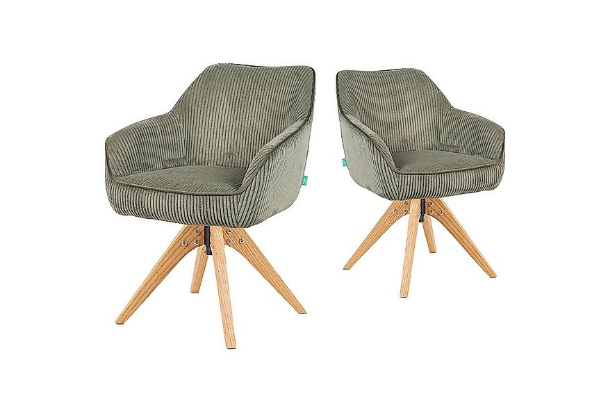 DUBI Möbel Polsterstuhl Mika-Finn 2er-Set, Federkern, Eiche geölt, 360° dre günstig online kaufen