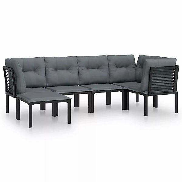 Vidaxl 6-tlg. Garten-lounge-set Schwarz Und Grau Poly Rattan günstig online kaufen