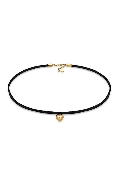 Elli Choker Lederkette synthetisch Herz Anhänger 925 silber günstig online kaufen