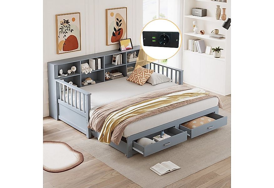 Merax Daybett 90/180x190cm mit USB-Ladeanschluss (1 tlg), Ausziehbares Schl günstig online kaufen