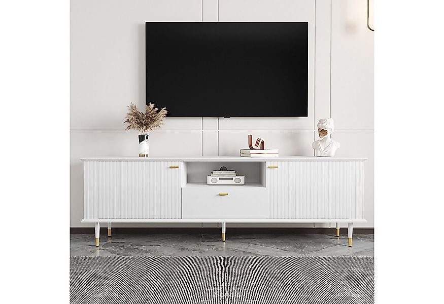 KLAM HOME Lowboard TV-Schrank mit offenen Fächern und Schubladen für optima günstig online kaufen