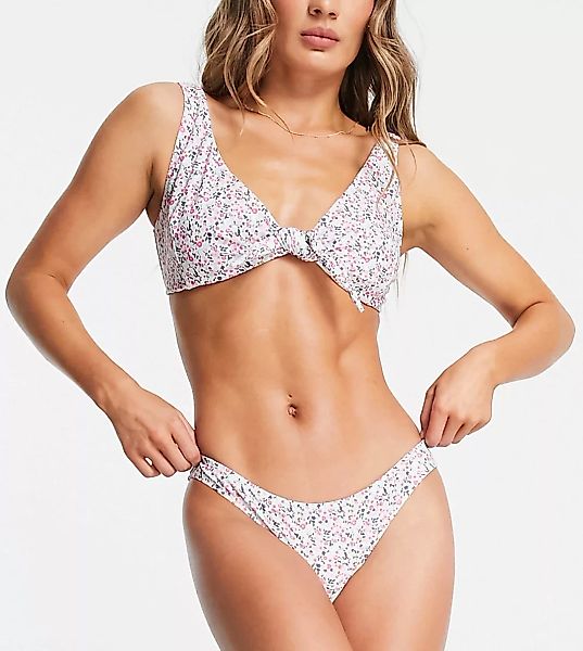 Pieces – Exklusive Bikinihose in Weiß mit Blümchenmuster-Mehrfarbig günstig online kaufen