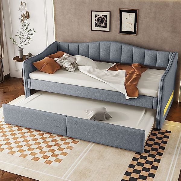 Flieks Daybett, LED Schlafsofa Polsterbett 90x200cm günstig online kaufen