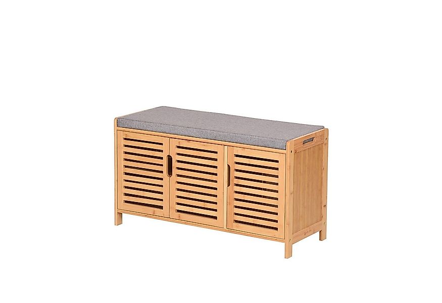 AD.CON Schuhbank Schuhbank aus Bambus mit Schrank und Sitzkissen Sitzbank S günstig online kaufen