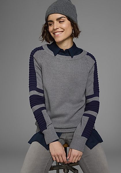 Arizona Rundhalspullover im Bikerstil Ärmel mit günstig online kaufen