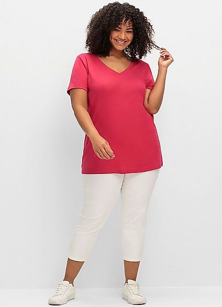 Sheego T-Shirt T-Shirt Kurzarm mit V-Ausschnitt günstig online kaufen