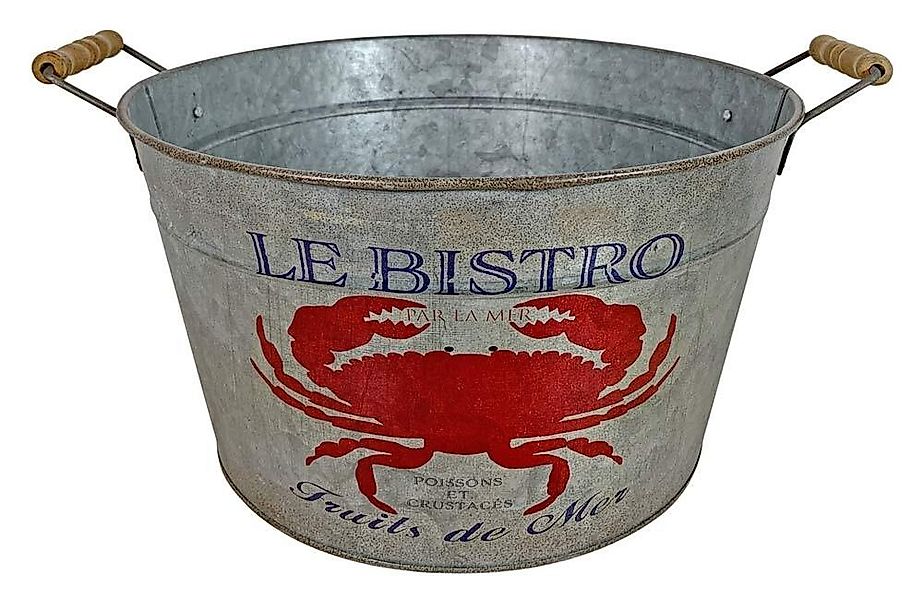 Pflanzgefäß Zinkwanne Krabbe Fruit de Mer Vintage Blumenkübel Zink Rund 30c günstig online kaufen