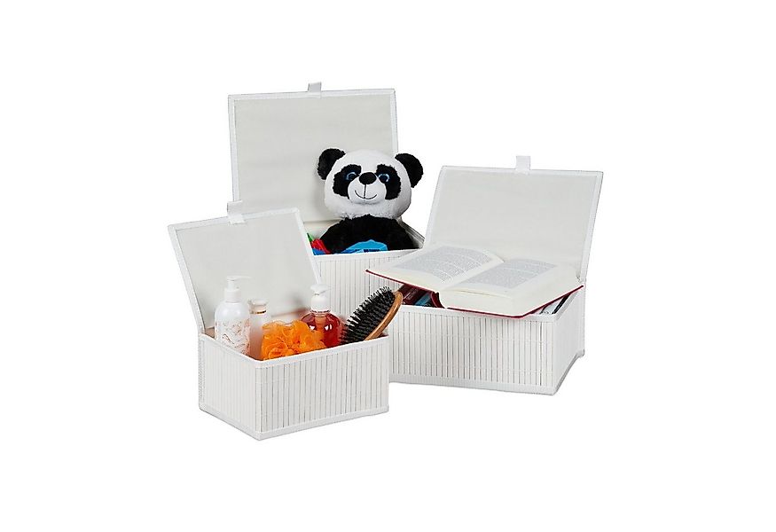 relaxdays Aufbewahrungskorb 3er Set, weiß günstig online kaufen