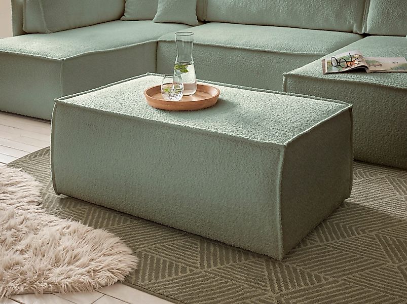 OTTO home Hocker "FINNLEY, Polsterhocker in Bouclé, Struktur fein u. Mega C günstig online kaufen