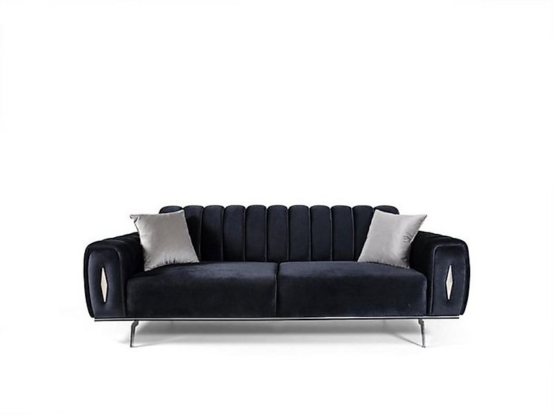 Xlmoebel 3-Sitzer Schwarzes Stoffsofa mit Design für drei Personen, Polster günstig online kaufen