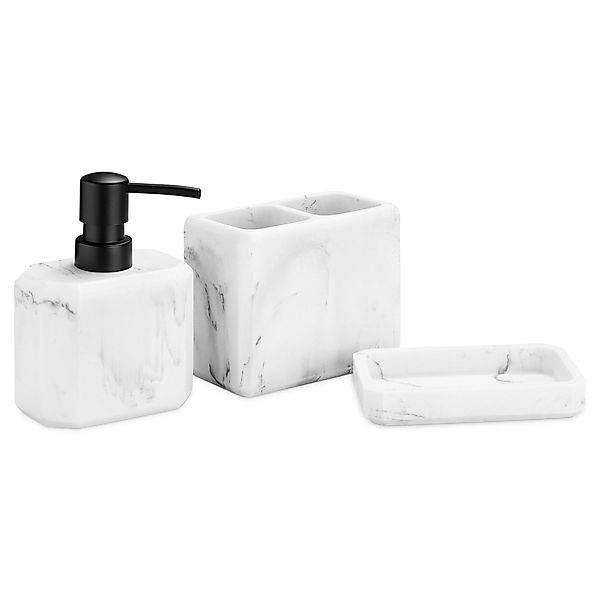 Navaris Badaccessoire-Set Badezimmer Set 3-teilig Marmoroptik günstig online kaufen