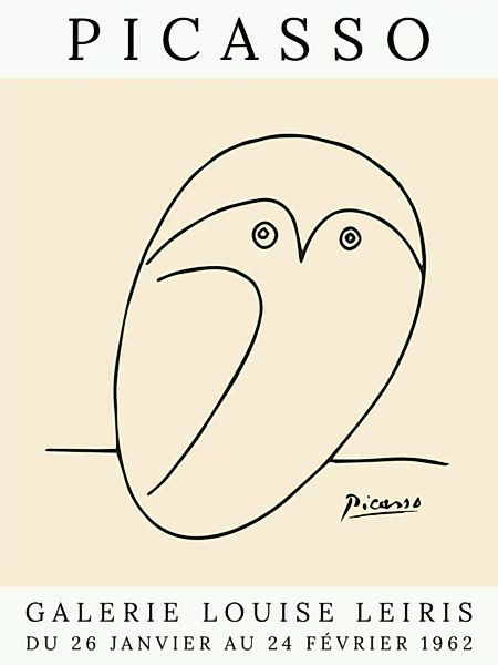 Poster / Leinwandbild - Picasso Eule – Beige günstig online kaufen