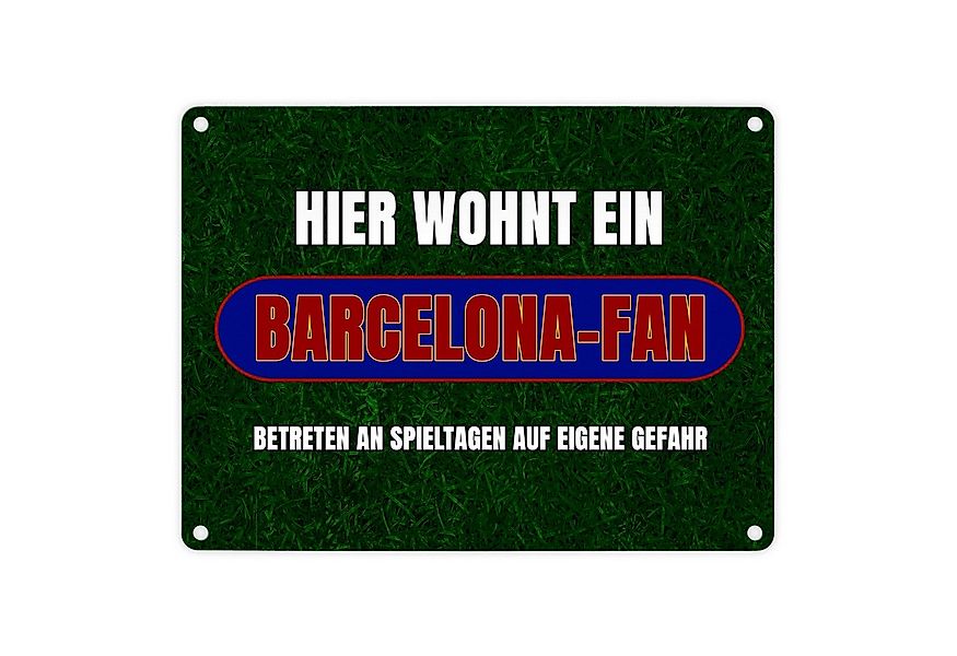speecheese Metallschild Hier wohnt ein Barcelona-Fan Metallschild in 15x20 günstig online kaufen