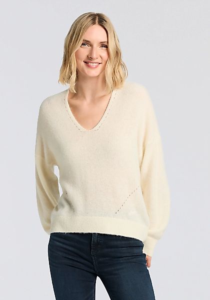 BOSS ORANGE Strickpullover "Foletta Premium Damenmode" V-Ausschnitt, Ajouré günstig online kaufen