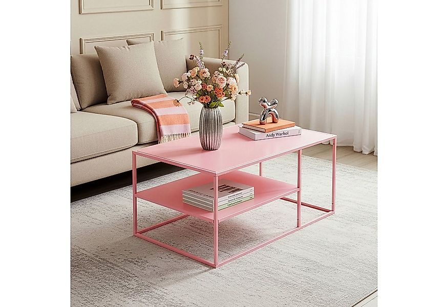 en.casa Couchtisch, »Solund« Beistelltisch Stahl 45x90x60 cm Rosa günstig online kaufen