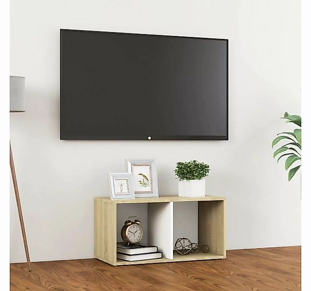 furnicato TV-Schrank Weiß Sonoma-Eiche 72x35x36,5 cm Holzwerkstoff günstig online kaufen