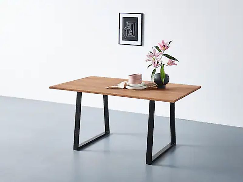 andas Esstisch, Tischplatte aus massiver Eiche, FSC®- Massivholz, Gestell a günstig online kaufen