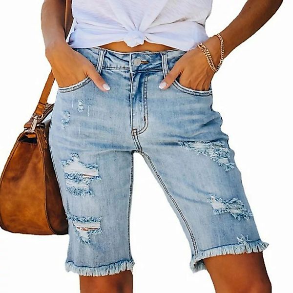 KIKI Jeansshorts Shorts Damen High Waist Skinny - Damen-Jeansshorts günstig online kaufen