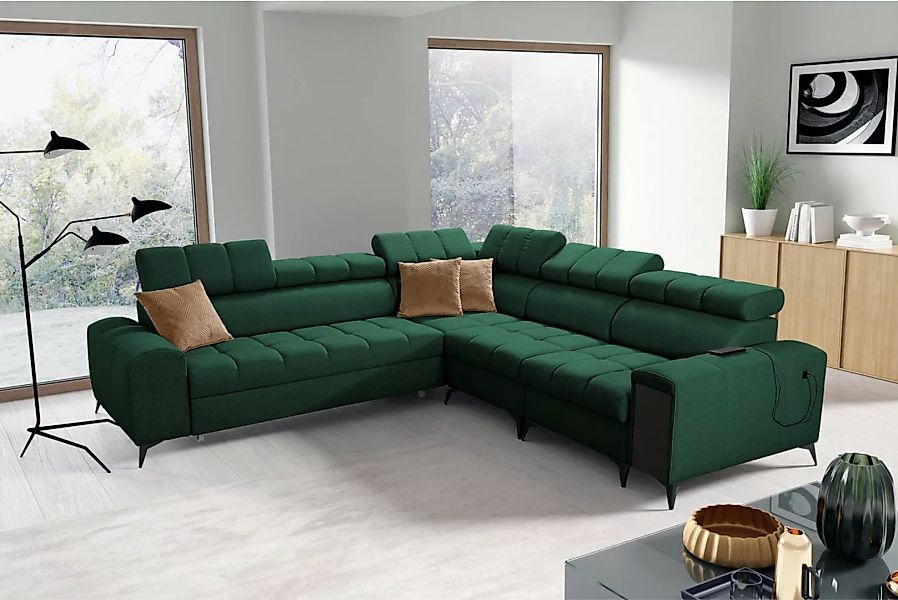 Kaiser Möbel Ecksofa Designer-Ecksofa mit Schlaffunktion und Bar GRECO III günstig online kaufen